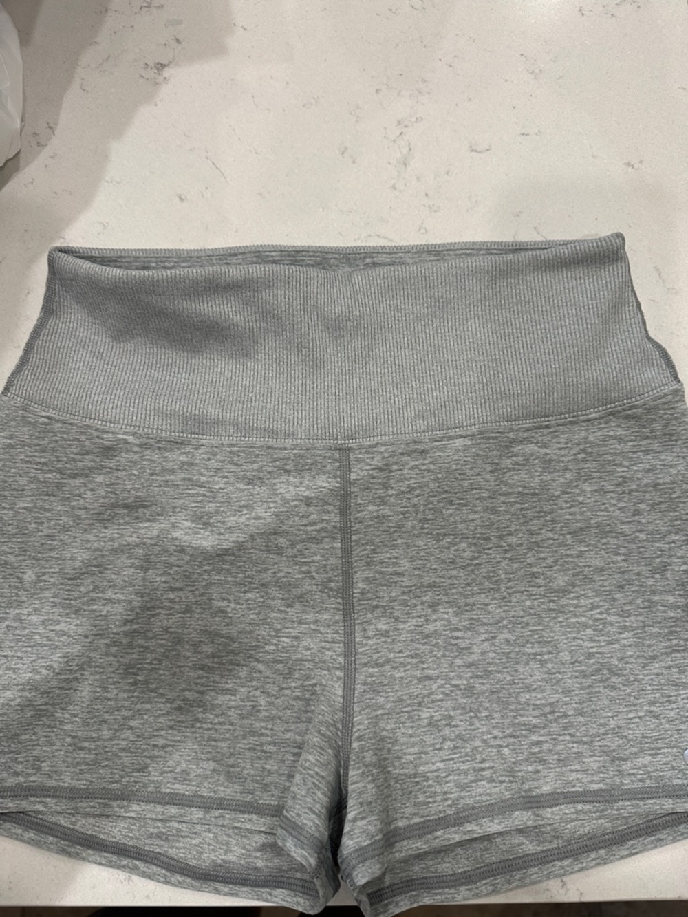 High-Waist Women’s Athletic Shorts in Light Gray
